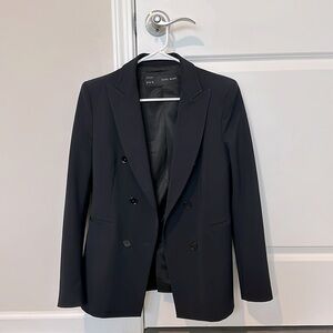 ZARA BASIC Double-Breasted Blazer | Size Medium | Navy
